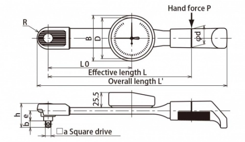 Динамометрический ключ Tohnichi DB1.5N4-S