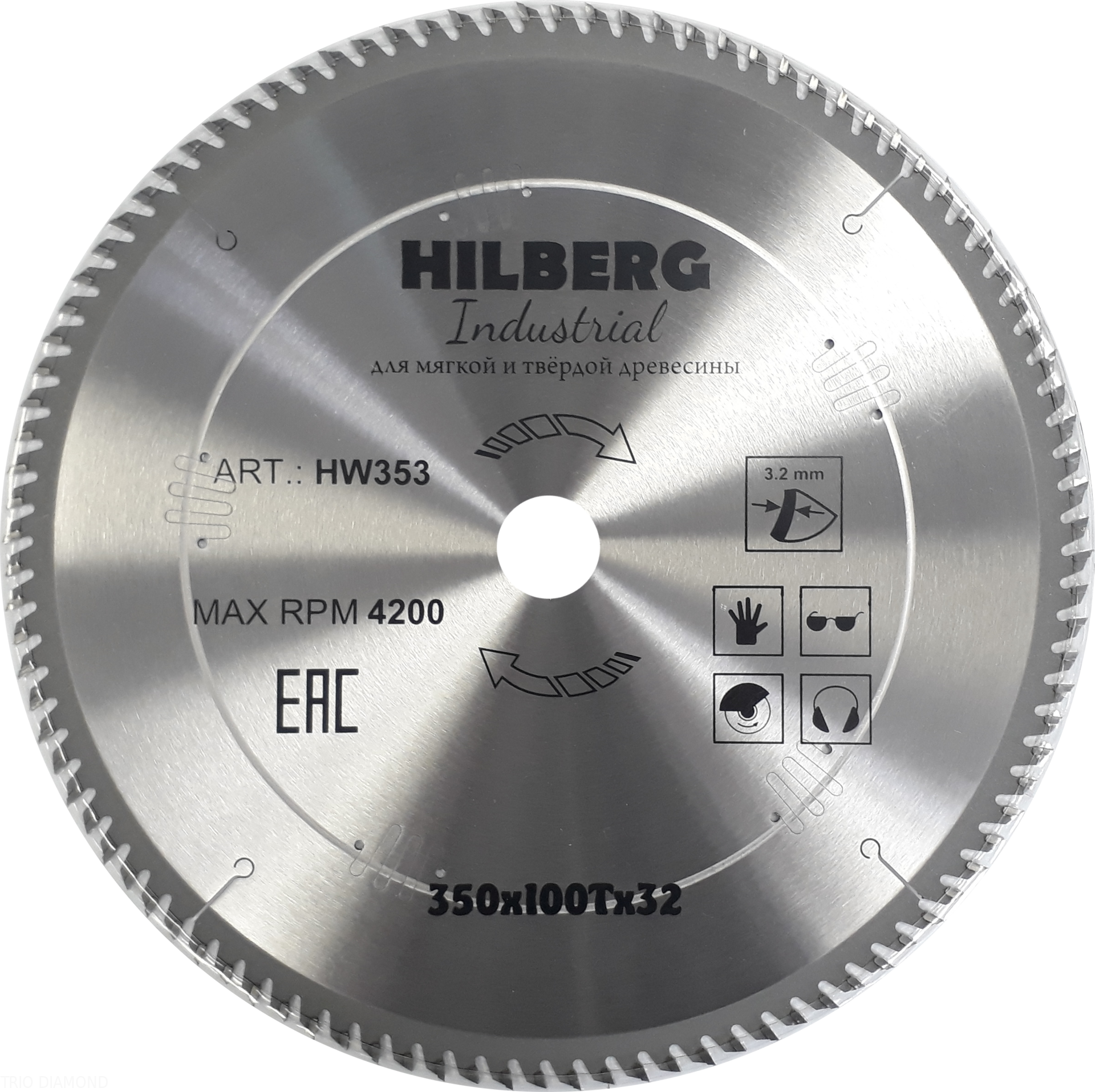 Пильный диск Hilberg Industrial Дерево 350 мм (100T)