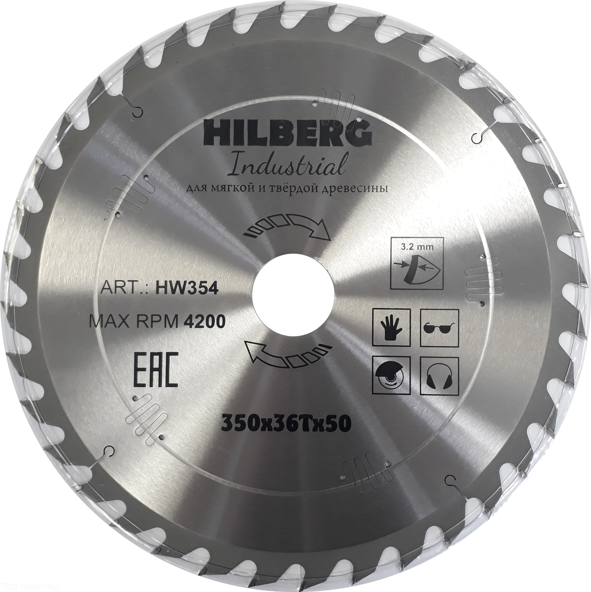 Пильный диск Hilberg Industrial Дерево 350 мм (36T50)