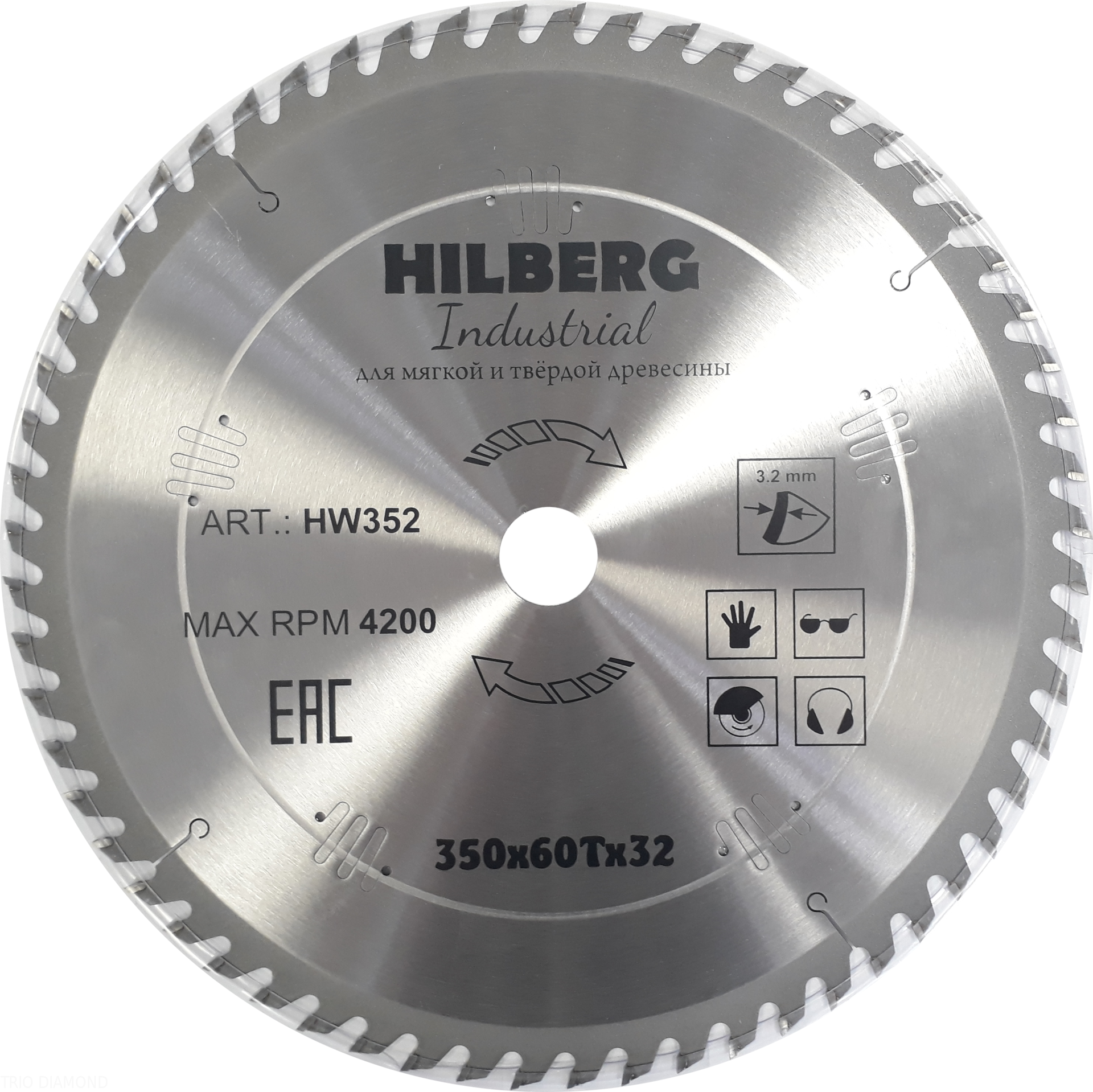 Пильный диск Hilberg Industrial Дерево 350 мм (60T)