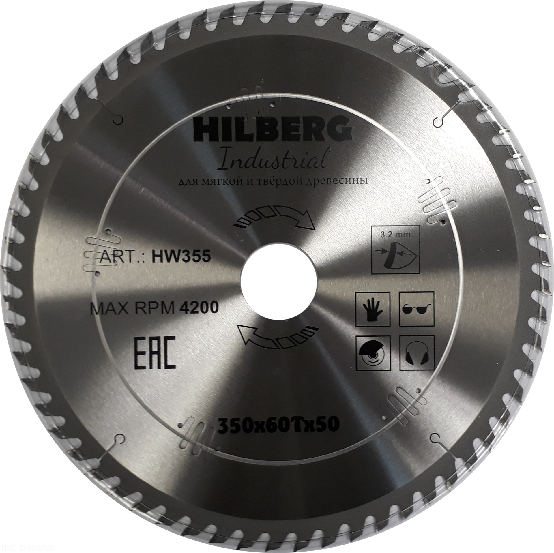 Пильный диск Hilberg Industrial Дерево 350 мм (60T50)