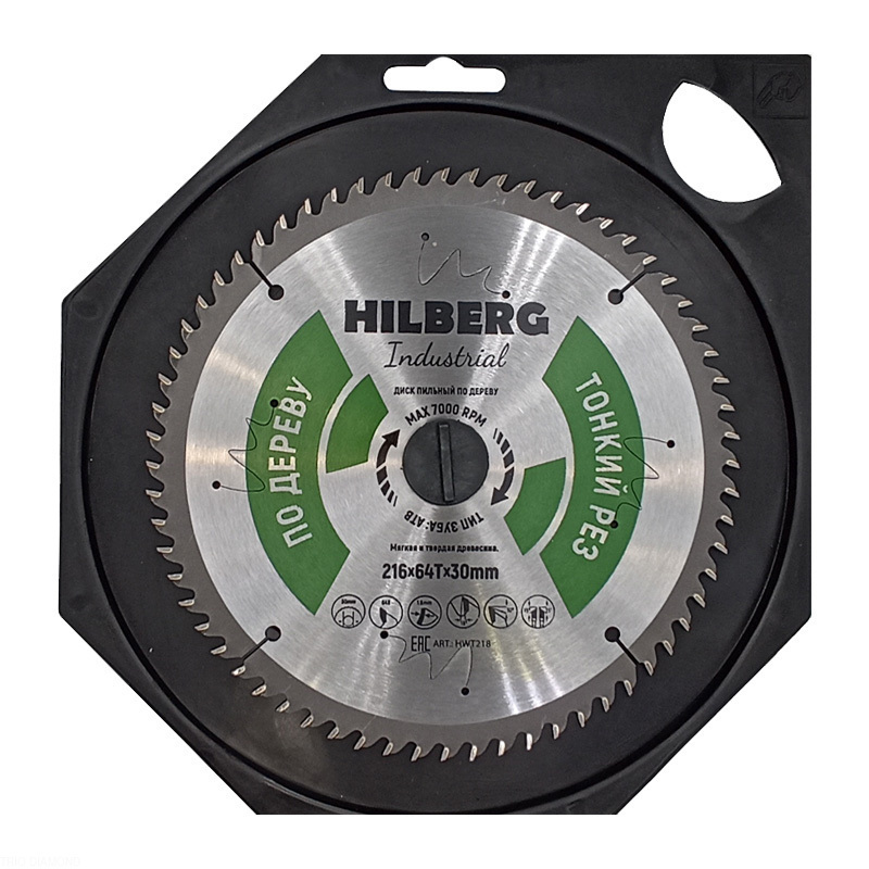 Пильный диск Hilberg Industrial Дерево тонкий рез 216 мм (30/64T)