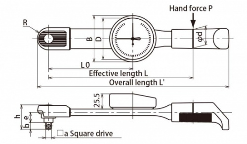 Динамометрический ключ Tohnichi DB1.5N4-S