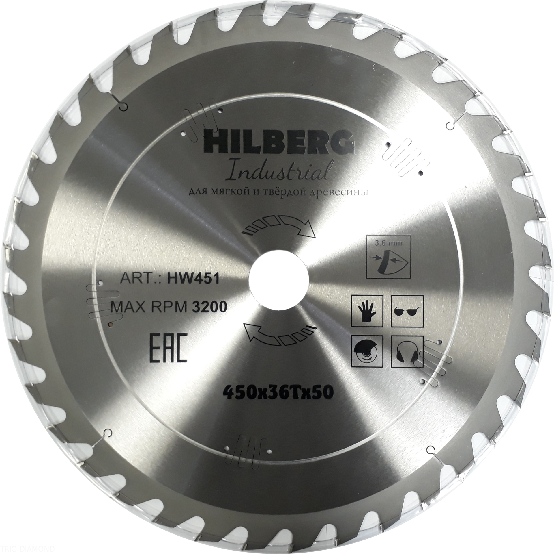 Пильный диск Hilberg Industrial Дерево 450 мм (36T)