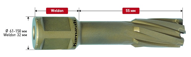 Корончатое сверло Karnasch HARD-LINE D65 L55