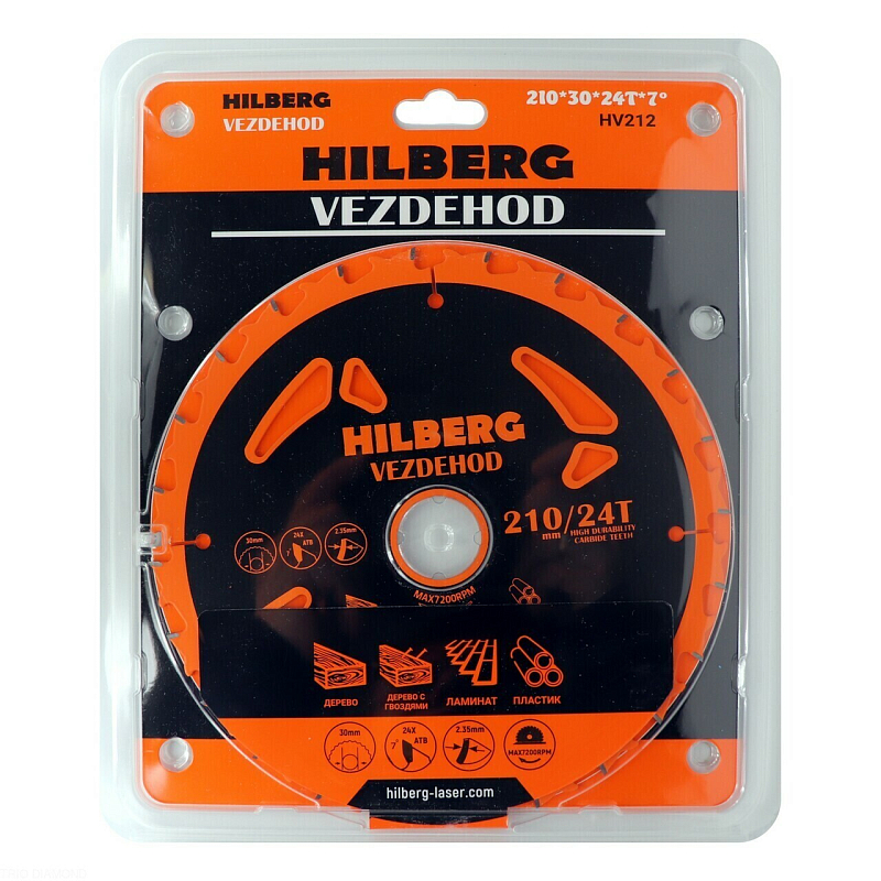 Пильный диск Hilberg Vezdehod 210 мм (30/24T)