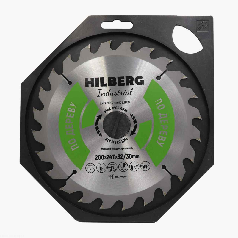 Пильный диск Hilberg Industrial Дерево 200 мм (32/30/24T)