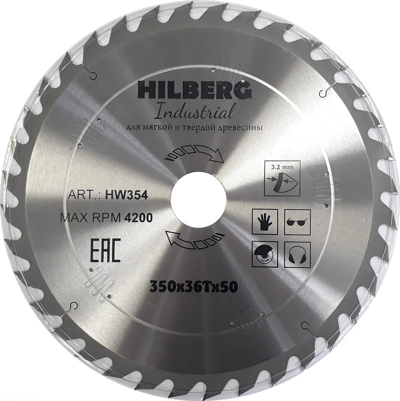 Пильный диск Hilberg Industrial Дерево 350 мм (36T50)