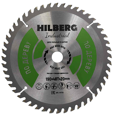 Пильный диск Hilberg Industrial Дерево 190 мм (20/48T)