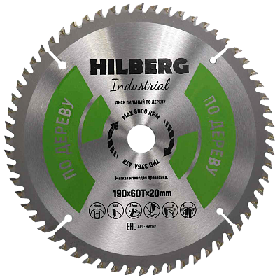 Пильный диск Hilberg Industrial Дерево 190 мм (20/60T)