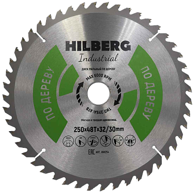 Пильный диск Hilberg Industrial Дерево 250 мм (32/30/48T)