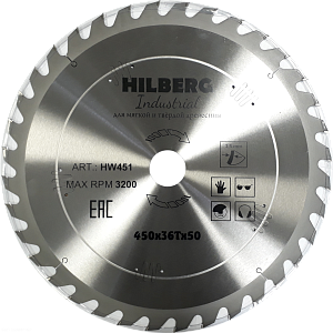 Пильный диск Hilberg Industrial Дерево 450 мм (36T)