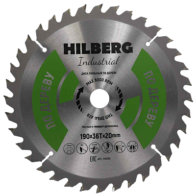 Пильный диск Hilberg Industrial Дерево 190 мм (20/36T)