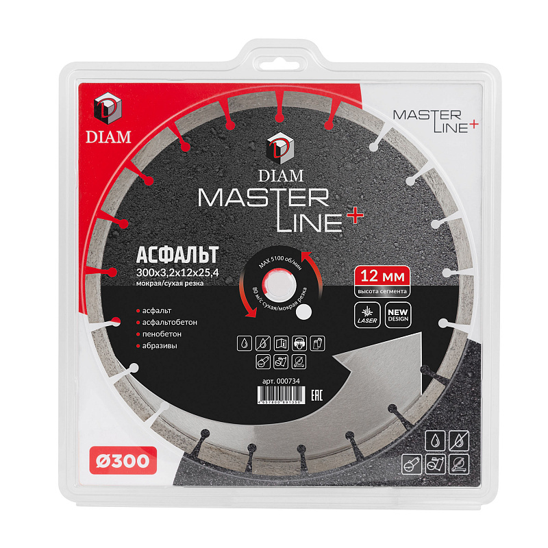 Алмазный диск Diam Асфальт Master Line+ 300 мм