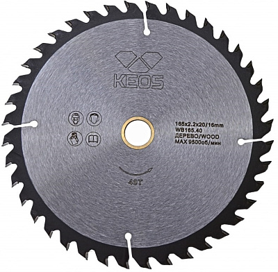Пильный диск по дереву KEOS 165x20/16 z40