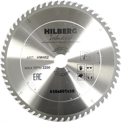 Пильный диск Hilberg Industrial Дерево 450 мм (60T)