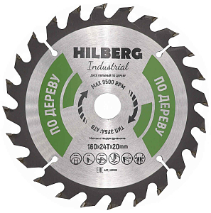 Пильный диск Hilberg Industrial Дерево 160 мм (20/24T)