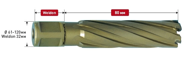 Корончатое сверло Karnasch HARD-LINE D44 L110