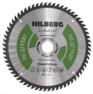 Пильный диск Hilberg Industrial Дерево 235 мм (30/64T)