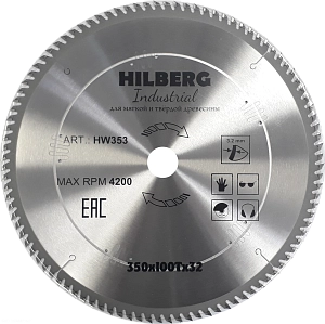 Пильный диск Hilberg Industrial Дерево 350 мм (100T)