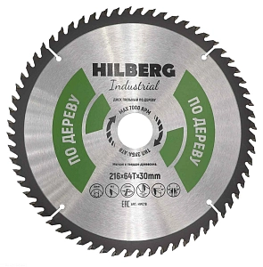 Пильный диск Hilberg Industrial Дерево 216 мм (30/64T)