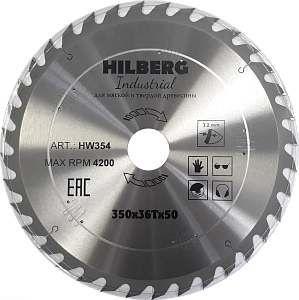 Пильный диск Hilberg Industrial Дерево 350 мм (36T50)