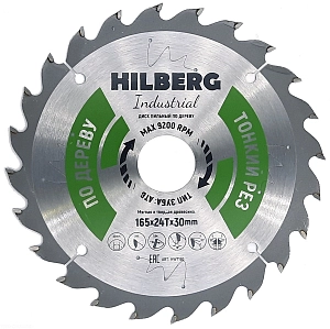 Пильный диск Hilberg Industrial Дерево тонкий рез 165 мм (30/24T)