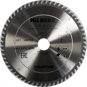 Пильный диск Hilberg Industrial Дерево 350 мм (60T50)