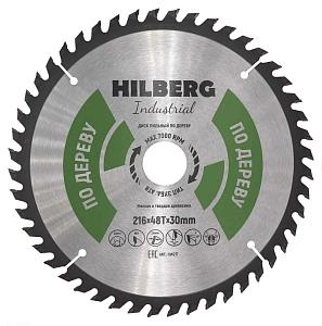 Пильный диск Hilberg Industrial Дерево 216 мм (30/48T)