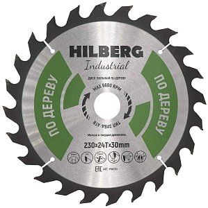 Пильный диск Hilberg Industrial Дерево 230 мм (30/24T)