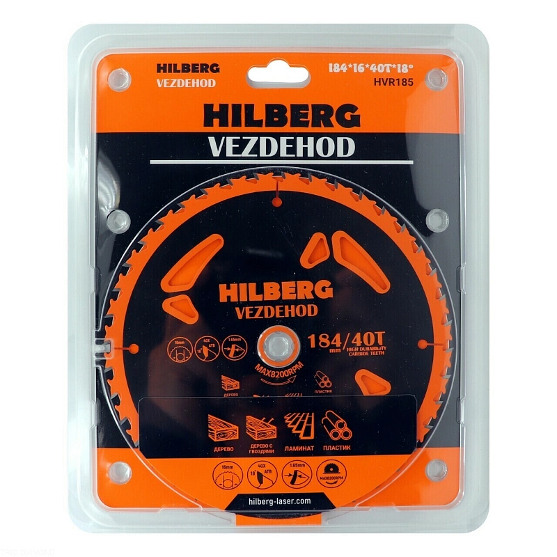 Пильный диск Hilberg Vezdehod Reverse 184 мм (16/40T)