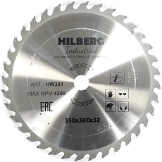 Пильный диск Hilberg Industrial Дерево 350 мм (36T)
