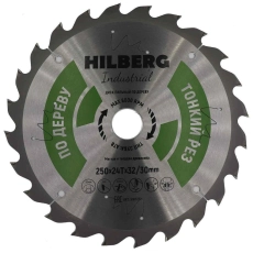 Пильный диск Hilberg Industrial Дерево тонкий рез 250 мм (32/30/24T)